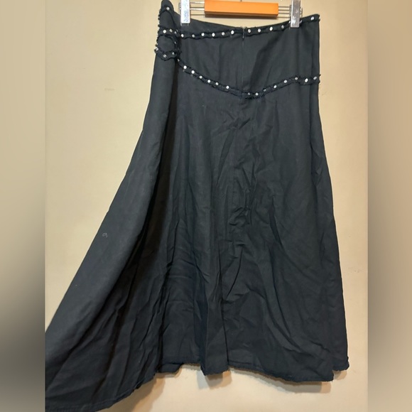 ICE Linen Viscose Studded Look Raw Hem Maxi Skirt - Picture 6 of 8
